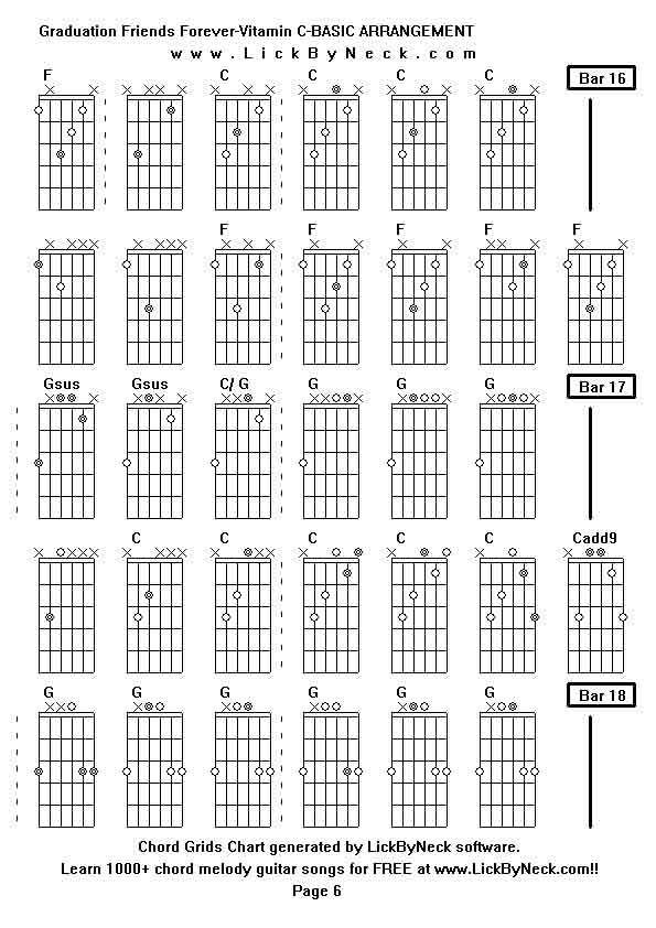 Chord Grids Chart of chord melody fingerstyle guitar song-Graduation Friends Forever-Vitamin C-BASIC ARRANGEMENT,generated by LickByNeck software.